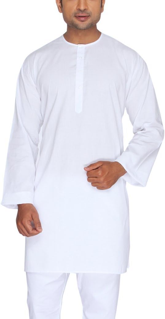 Rajubhai Hargovindas Men's White Superfine Light Weight Cotton Kurta (Collarless)
