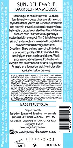 SugarBaby Sun Believable Dark Bronze Self Tanner Mousse, 6.08 Fl. Ounce (Tri-Pack)