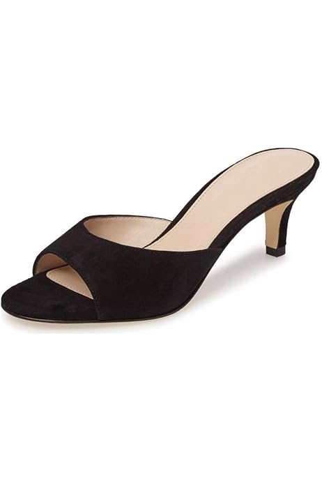 Amazon.com | ComeShun Women Low Kitten Heel Mules Slip On Sandals Open Peep  Toe Dress Pumps Comfy Sexy Shoes Silver Glitter Size 5 | Heeled Sandals