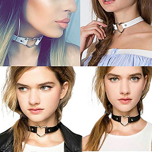 ETHOON Love Heart PU Leather Choker Necklace Goth Choker Collar Chain Black - Thumbnail 3