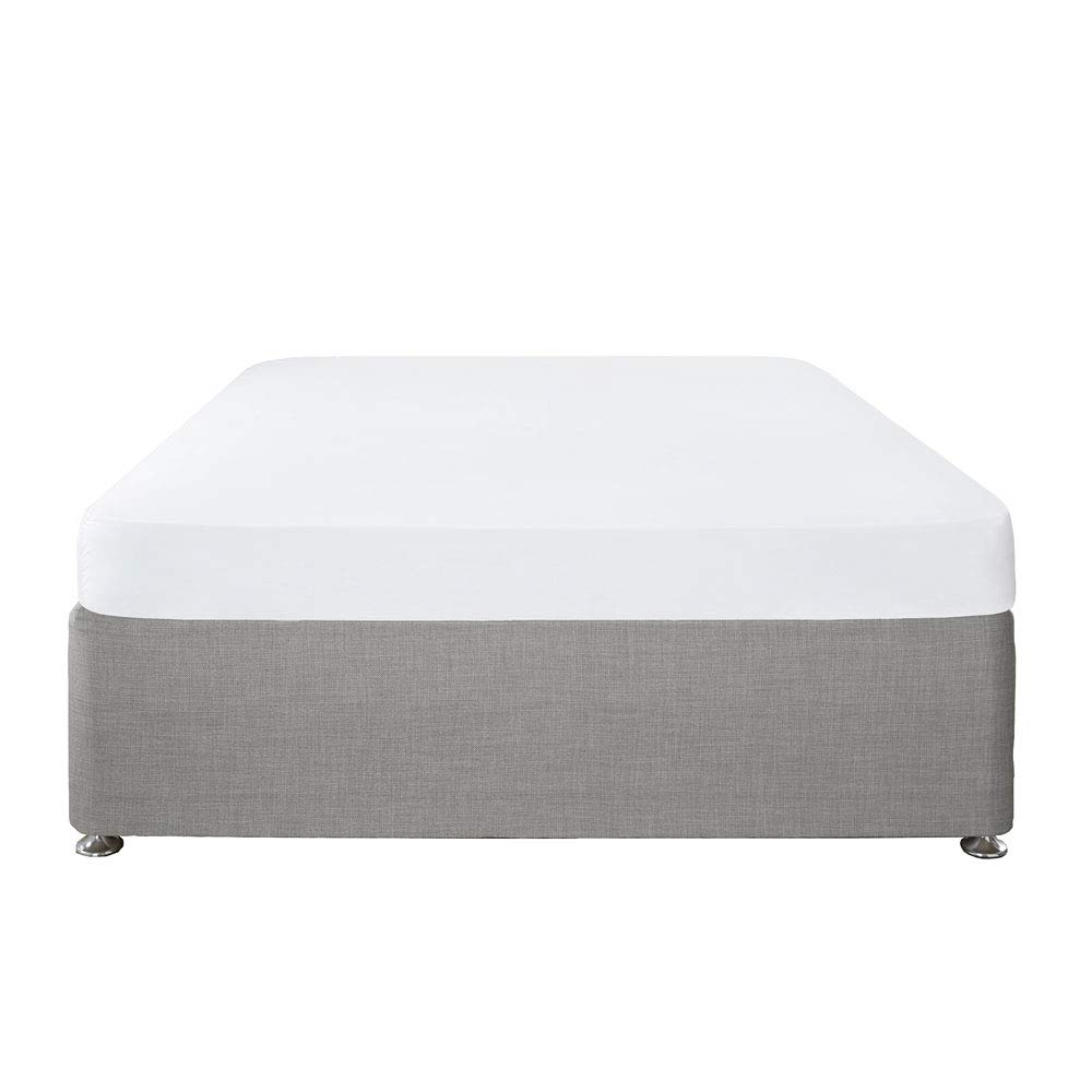 Serene Plain White Fitted Sheet - Double Size (190 x 140 x 32cm) - 32cm Deep - Soft Polycotton With Elastic Corners - Washable White Bedding