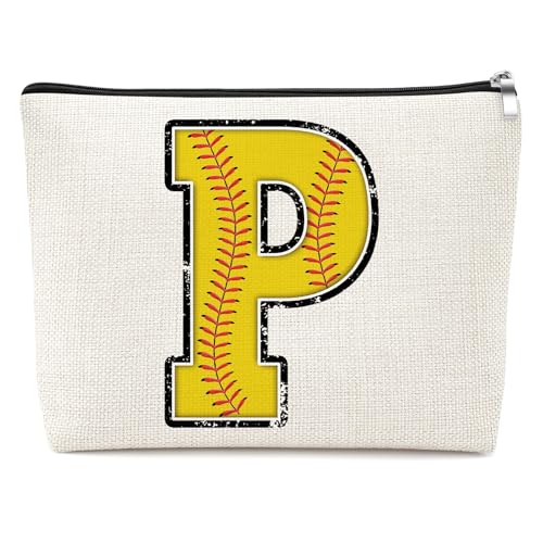 Mxrymvu Softball Gifts Personalized Initial Makeup Bag A-Z… at Amazon