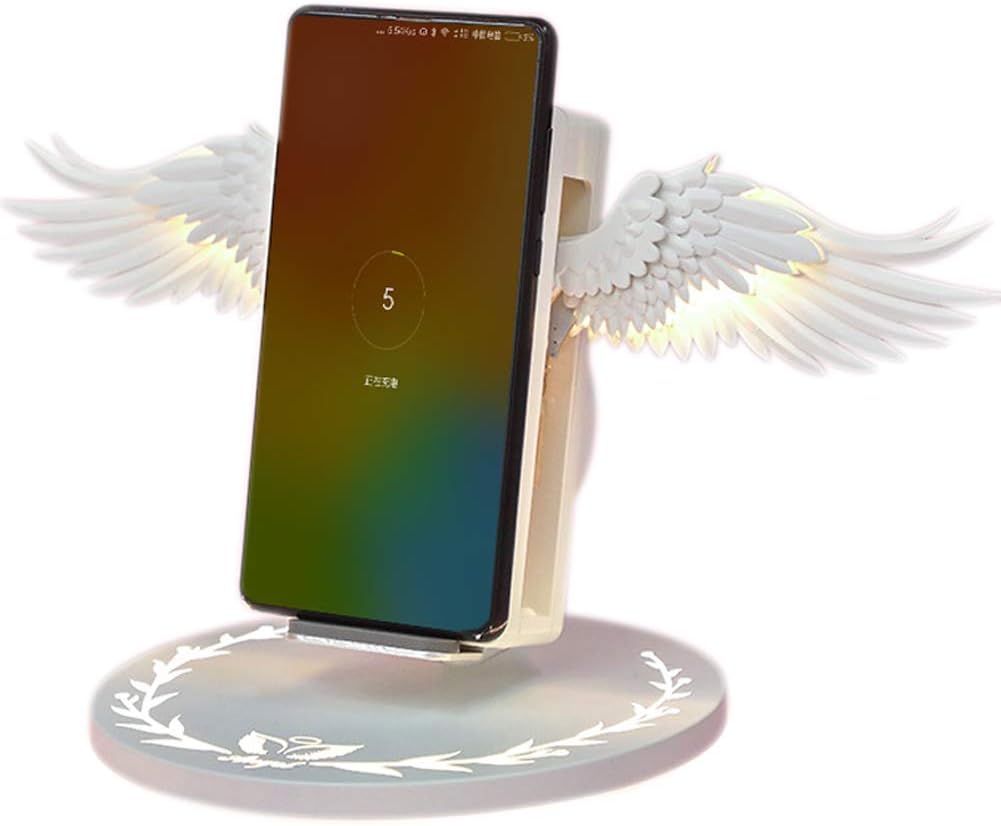 yagaga Wireless Charging Dock 10W Angel Wings Stand Fast Charger for Huawei iPhone (A)