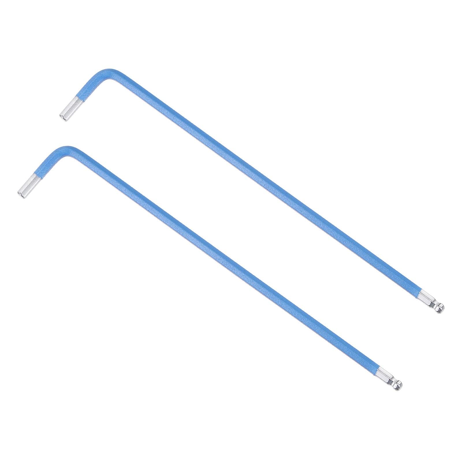TOP-VIGOR 2Pcs 3mm Ball End Hex Key Wrench, L Shaped Long Arm Ball Point Hexagon Keys Allen Key for Household DIY, Professional Machine Repairing