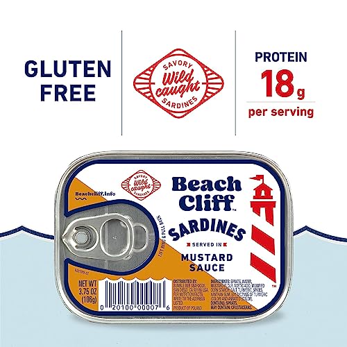 Beach Cliff Wild Caught Sardines in Mustard Sauce, 3.75 oz Can 18g