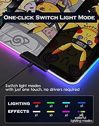 RGB Mouse Pad for Anime Monsters - Anime Pika Large