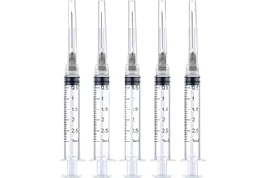 BSEWENERTE 50 Pack 3ml/cc Disposable Luer Lock Lab Syringes with 22Ga 1.0 Inch Needle , Individually Sealed Packed