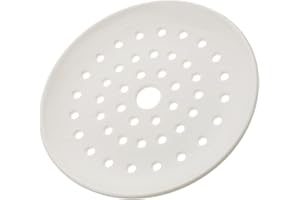 Baluue Ceramic Kitchen Steaming Plate Multiple Holes for Draining Excess Water, Round White Dish Suitable