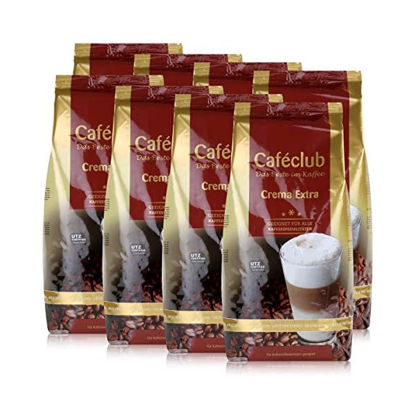 Cafeclub Crema Extra Kaffee-Bohnen 1kg - Für Kaffeevollautomaten (8er Pack)