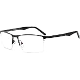 RICH MODE Classic Blue Light Blocking EyeglassesFashion Half Frame Clear Lens Glasses for Men Gray