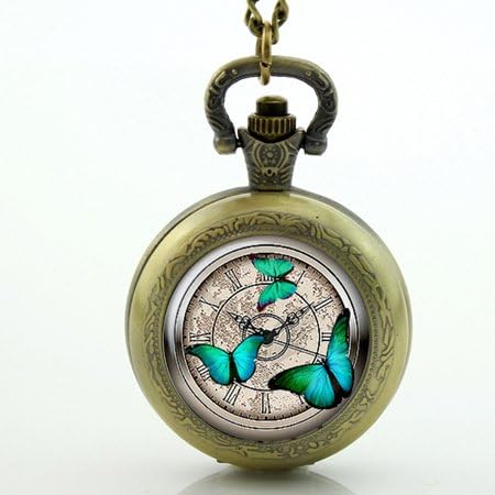 Steampunk Clock Pocket Watch Necklace Vintage Steampunk Butterfly Pocket Watch Steampunk Dragonfly Watch Jewelry
