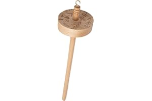 Fancyes Drop Spindle Top Whorl 32.5cm Easy to Use Portable Retro Style Craft Tool Wooden Hand Vcarved for Felting Crochet Knitted Woven Beginners