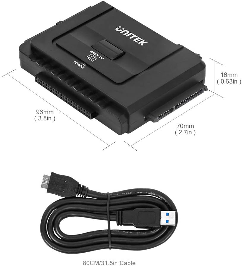 Unitek USB 3.0 to IDE and SATA Converter External Hard Drive Adapter Kit for Universal 2.5/3.5 HDD/SSD Hard Drive Disk, One Touch Backup Function and Restore Software, Included 12V/2A Power Adapter: Computers & Accessories