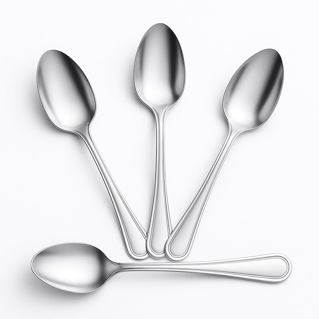 Stainless Steel Tablespoons Set of 4 - Soup, Serving, Table Spoons, Dishwasher Safe, Durable, Mirror Finish, Rust Resistant - Ideal for Home, Restaurants, Parties, Café