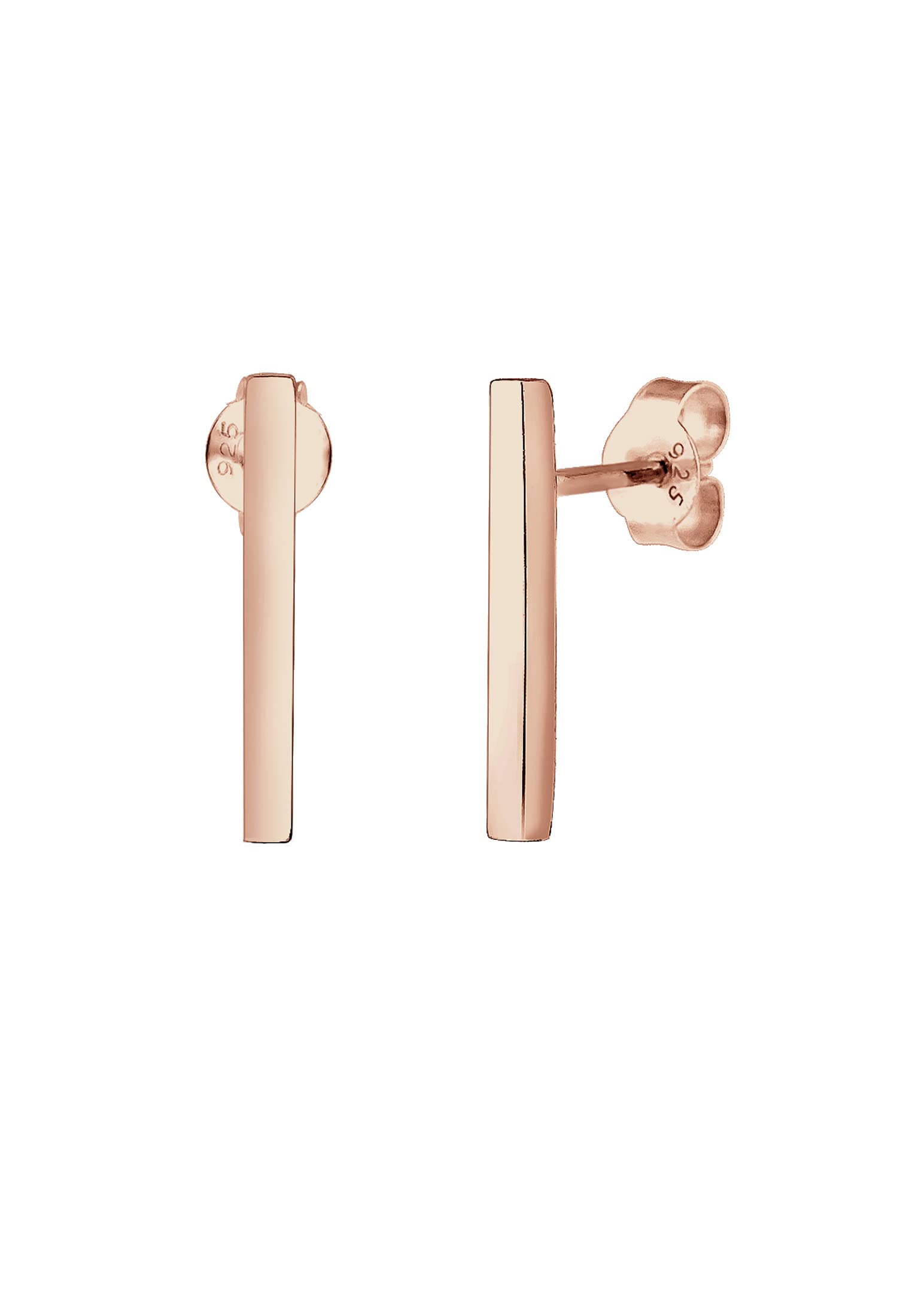 Elli Women Bar Drop Minimal Trend 925 Silver Rose Gold Plated Earrings
