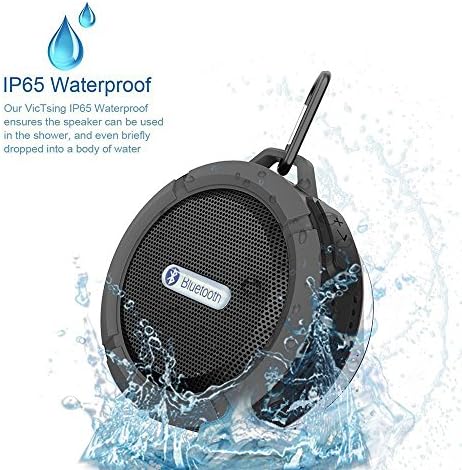Domon® WaterProof, Dust-proof and Shockproof Bluetooth Shower Speaker Mini Portable Wireless Bluetooth Speaker with Stereo Sound, Subwoofer, Free phone,FM function,SD Card(Black)