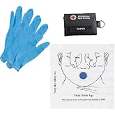 CPR Keychain with Nitrile Gloves and One-Way Valve Face Shield