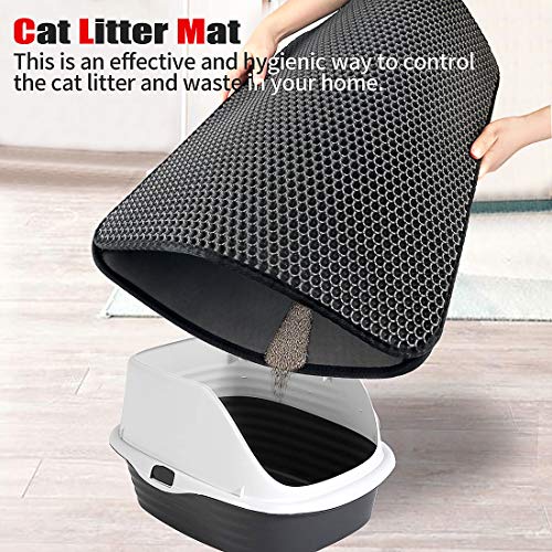 Cat Litter Mat Litter Trapping Mat,24" X 18" Inch Honeycomb Double Layer Design Waterproof Urine Proof Trapper Mat for Litter Boxes,Easy Clean Scatter Control and Washable - Thumbnail 6