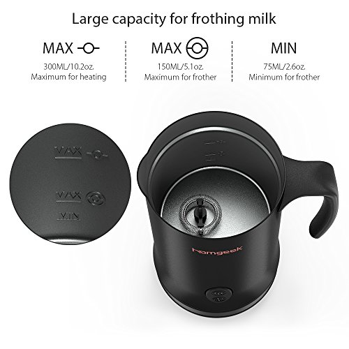 image for Electric Milk Frother, Homgeek Automatic Milk Frother & Heater with Ho