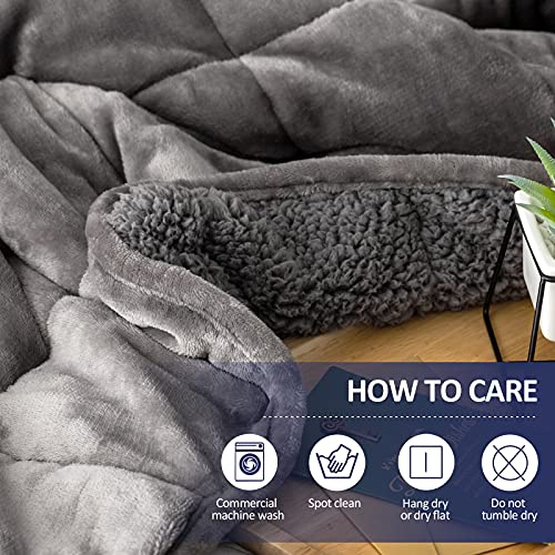 Sherpa Weighted Blanket for Adult 15 lbs,Kivik Fuzzy Plush Flannel