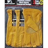 Premium Leather Work Gloves Precurved Design 3 Pack - Extra Large XL