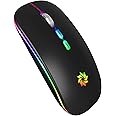 KBCASE LED Wireless Mouse Slim Silent Mouse 2.4G Rechargeable Wireless Computer Mouse Wireless Mouse for Laptop, MacBook, iPad, Chromebook, with USB & Type-c Receiver