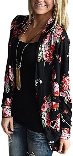 MUMUBREAL Women's Boho Long Sleeve Wrap Kimono Cardigans Casual Coverup Tops Outwear Black XL