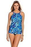 Miraclesuit Women's Animal Magnetism Shoreline High Neck Underwire Tankini Top