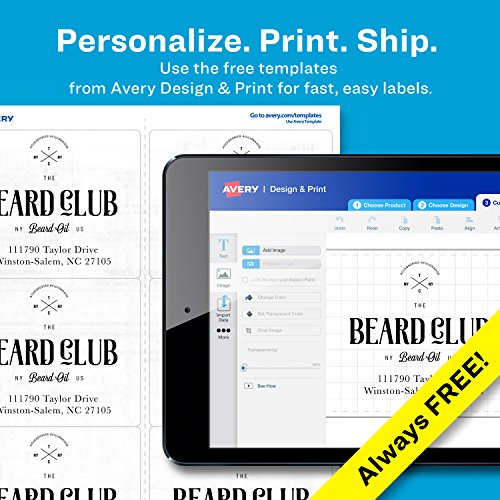 Avery Matte Frosted Clear Address Labels for Laser Printers, 31/3" x 4