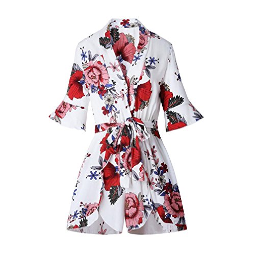 TAORE Long sleeve Women Straps Jumpsuits Overalls Shorts Pants Romper Trousers Playsuits (Medium(US8), Zab02-White#) - Thumbnail 3