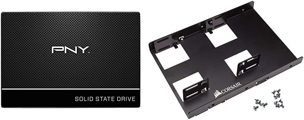 PNY CS900 250GB 2.5 Inch SATA III Internal Solid State Drive (SSD) - (SSD7CS900-250-Rb) & Corsair Dual SSD Mounting Bracket 3.5