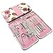 OJIA 12pcs Flower Series Stainless Steel Manicure Pedicure Set ,Travel & Grooming Set, Personal Care Tools, Nail Scissors Nail Clippers Kit with Leather Case