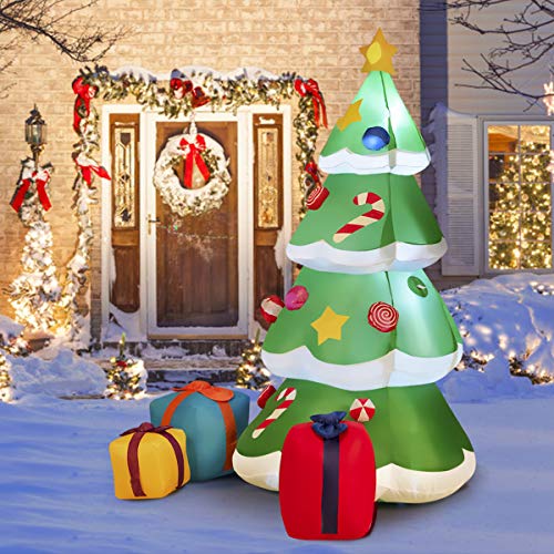 DREAMADE 6ft Inflatable Christmas Tree Blow Up Xmas Decoration with 3