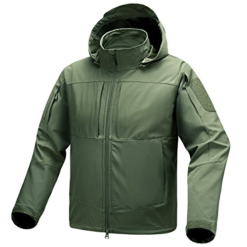 FREE SOLDIER Waterproof Jackets for Men Spring Tactical Coat Windproof Softshell Front-Zip Jacket(Olive Drab L)