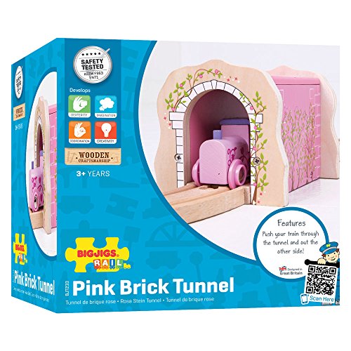 Bigjigs Rail Pink Brick Tunnel - Other Major Wooden Rail Brands are Compatible