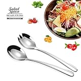 FOXAS Salad Servers 7.7-inch,Salad Fork and Spoon Set 18/8 Stainless Steel,Serving Tongs Set 304 Stainless Steel < Bon Appétit > Series