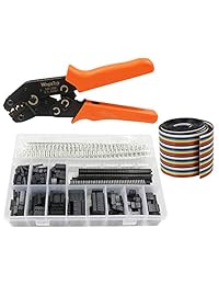 WayinTop 1250 piezas Dupont Kit de conector 0.100 in Cabezal macho hembra crimpado pines terminales vivienda 1 2 3 4 5 6 8 10 Pin Single Double Row y 40 pines 0.050 in Cable de cinta FC IDC Cable de puente 3.3 ft