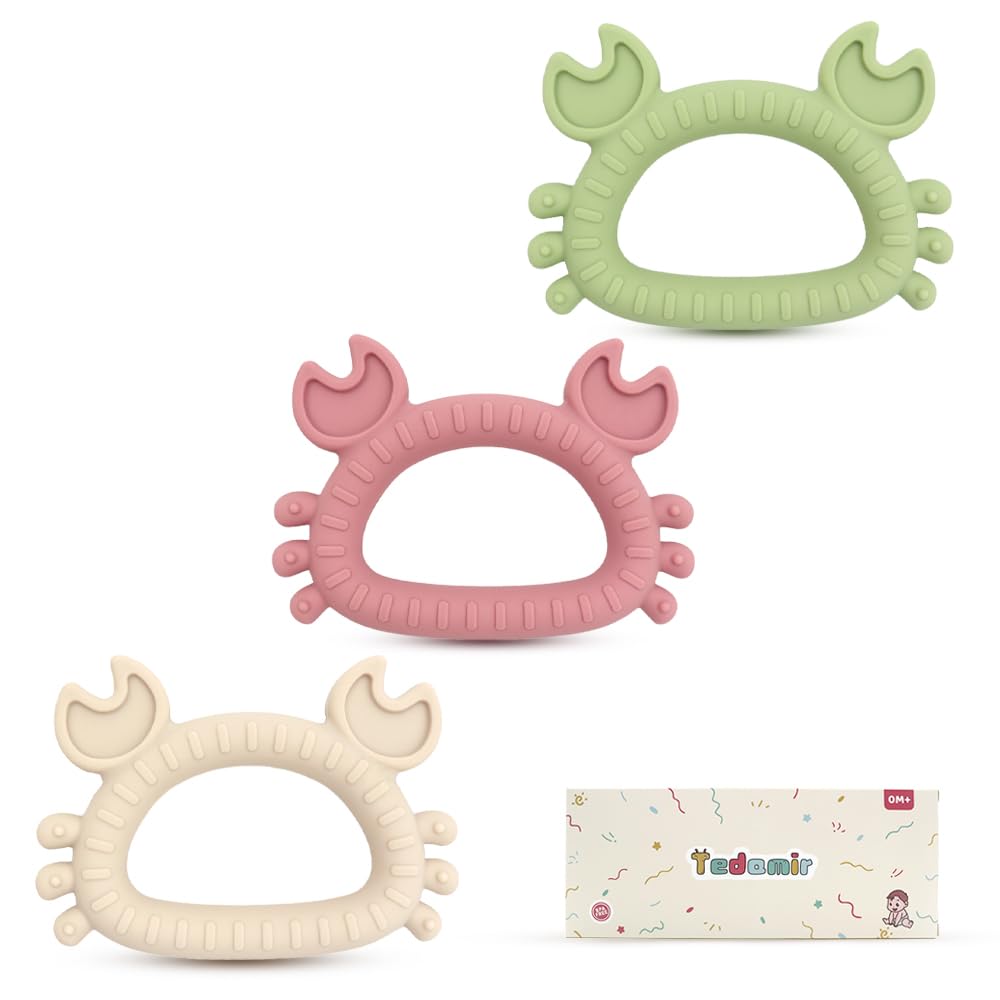 Mini Teething Toys for Newborns 0-3-6Months Food-Grade Silicone BPA-Free Anti-Choking One-Piece Design Soft & Non-Toxic First Teether for Tiny Hands Easy Grip, Gentle Gum Massage, Multi-Color 3-Pack