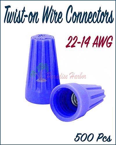 Paradise Harbor 500 Pcs Blue Twist-On Wire GARD Connector Twist Wire Connector 22-14 AWG