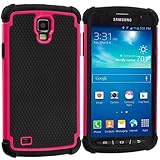 Galaxy S4 Active Case, TechSpec(TM) Black / Hot Pink Hybrid Rugged Grip Shockproof Case Cover for Samsung Galaxy S4 Active i537