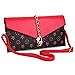 Women Flower Designer Evening Clutch Crystal Evening Handbag with Lock (Red)