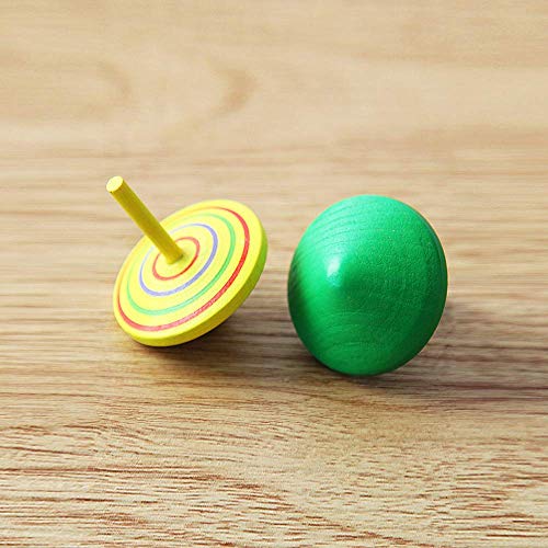 C-pop Multicolor Wooden Spinning Top Toy, Kids Novelty Wooden Colorful Gyroscopes Toy, Assorted Standard Tops Flip Tops, Kindergarten Education Toys, 10 Pack