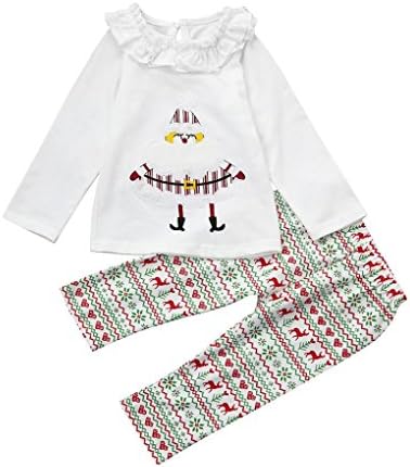 Elevin(TM)2018Xmas Christmas Newborn Baby Girls Santa Tops+Pants Outfit Clothes (White, 12M)