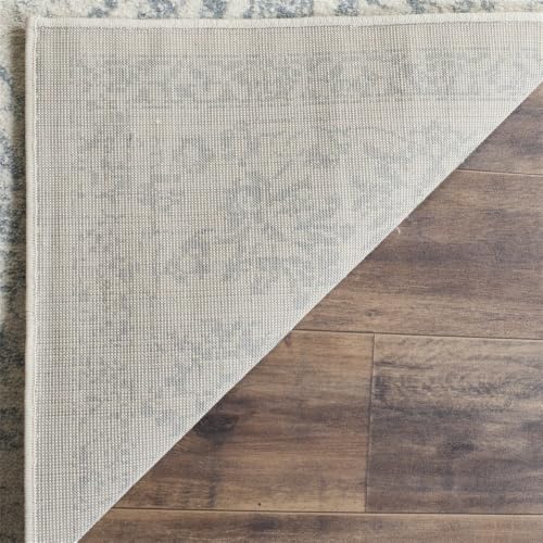 Safavieh Distressed Vintage Indoor Woven Rectangle Area Rug, Adirondack Collection, ADR109, in Ivory/Slate, 91 X 152 cm for Living Room, Bedroom or Any Indoor Space