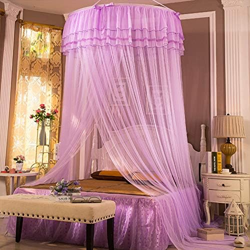 Round Dome Hanging Mosquito Net for Bed Canopy Princess Mosquito Net Tent Lace Mosquito Bed Net Round Dome Baby Crib Net Easy Installation Keeps Away Insects & Flies-r Queen2