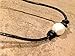 Barch Young Single Pearl Beaded Choker Necklaces for Girls Handmade， Black Leather Cord Choker (14