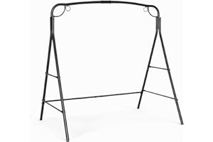 VINGLI Metal Porch Swing Frame, Heavy Duty 660 LBS Limit Steel Porch Swing Stand with Extra Safety Side Bars, Hanging Swing Frame for Yard, Garden, Lawn, Outdoors