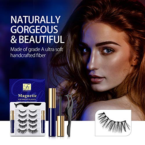 Reusable Magnetic Eyelashes and Eyeliner Kit, 5 Pairs Multi Styles Waterproof Natural Look False Eyelashes Easy to Apply, Best Gifts for Girls or Women(No Glue Needed)