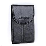 Hwin Belt Clip Case Holster for 5.5”iPhone 8 Plus iPhone 7 Plus, Vertical Premium Leather Carrying Case Ultrathin Belt Waist Bag Magnetic Closure Pouch for Samsung S8 Plus LG V30/G6+Keychain-Black