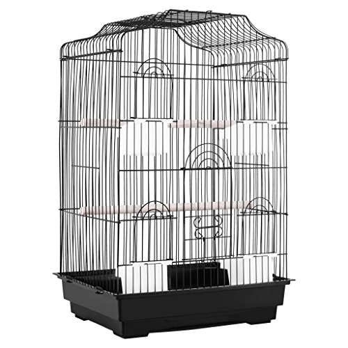 Idealchoiceproduct Metal Bird Flight Cage Portable Parrot Cages Pet Supplies Birdcages Parrot Finch Macaw Cockatoo Large Birdcage Stands W/Casters Wheels 15.6x14x50.6 High